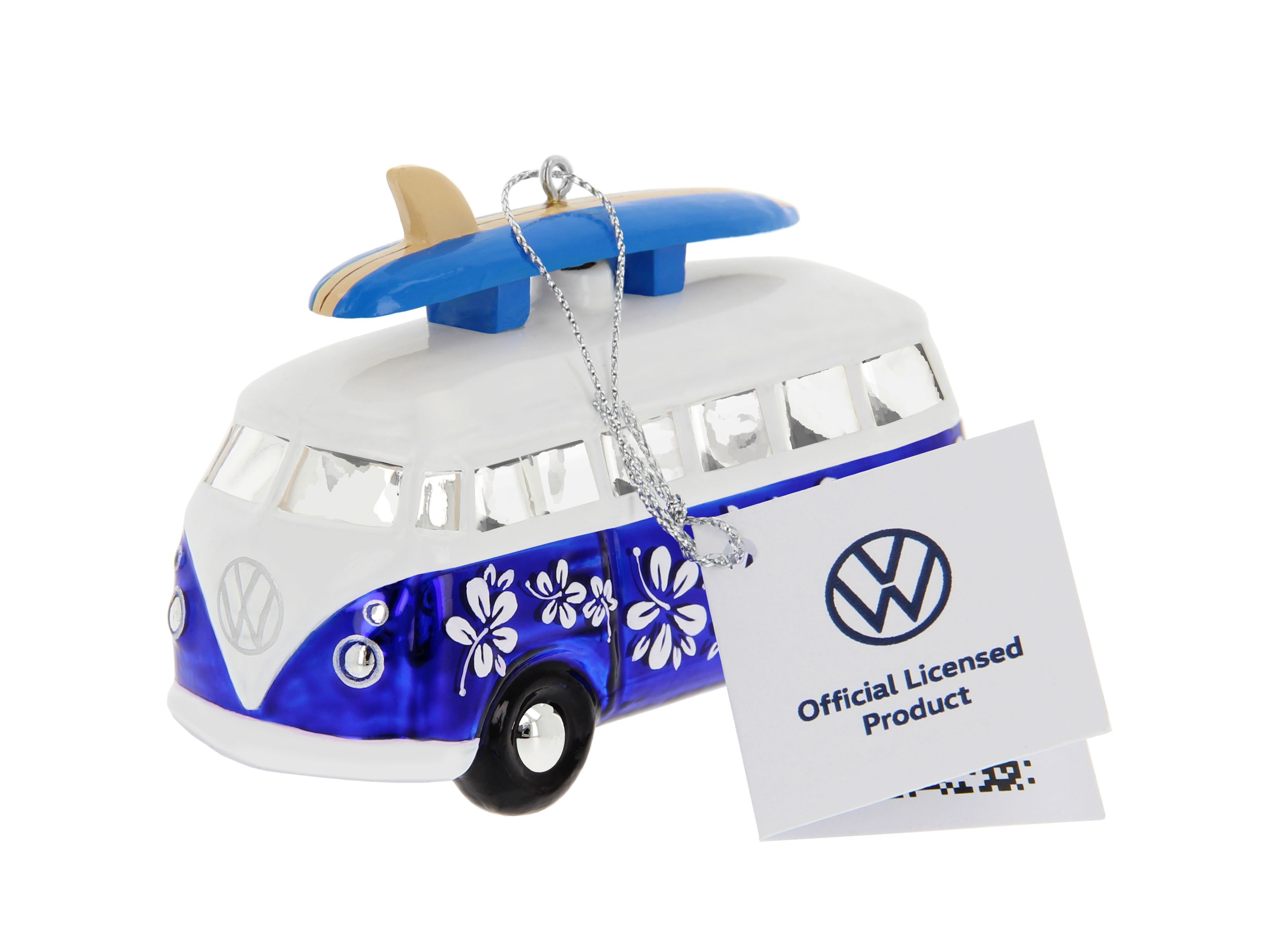 VW T1 Bulli Bus Deko-Anhänger & Weihnachtsschmuck aus Glas in Geschenkbox (Maßstab 1:40)