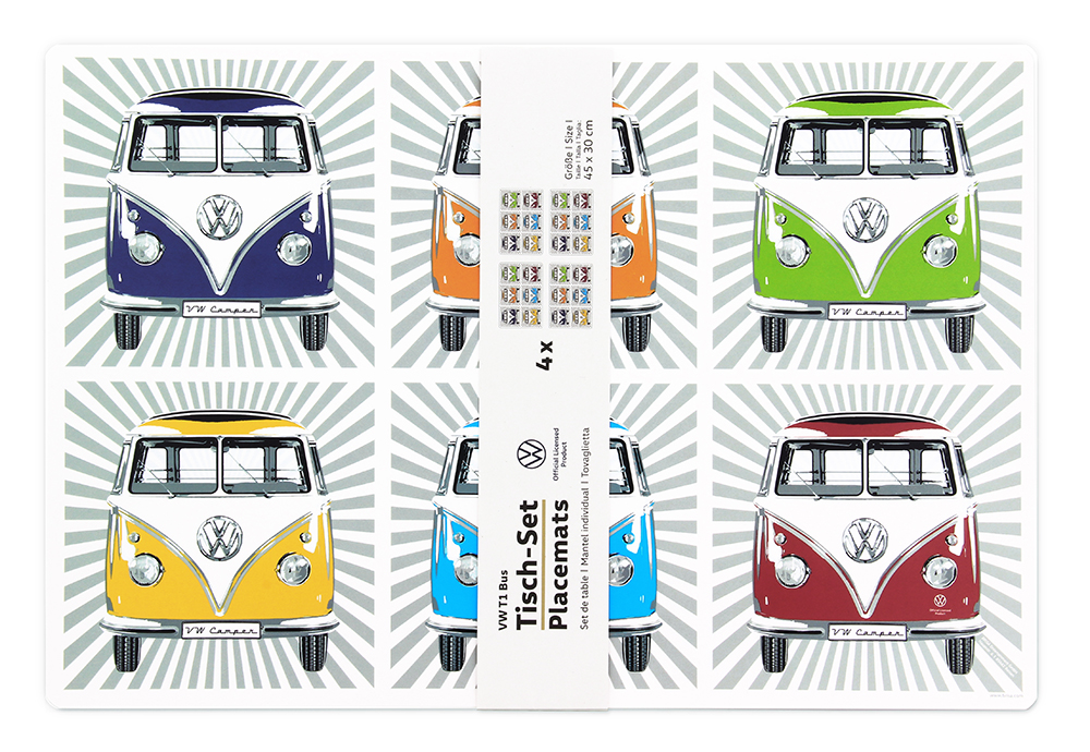 VW T1 Bulli Bus abwaschbare Tischsets (4er Set)