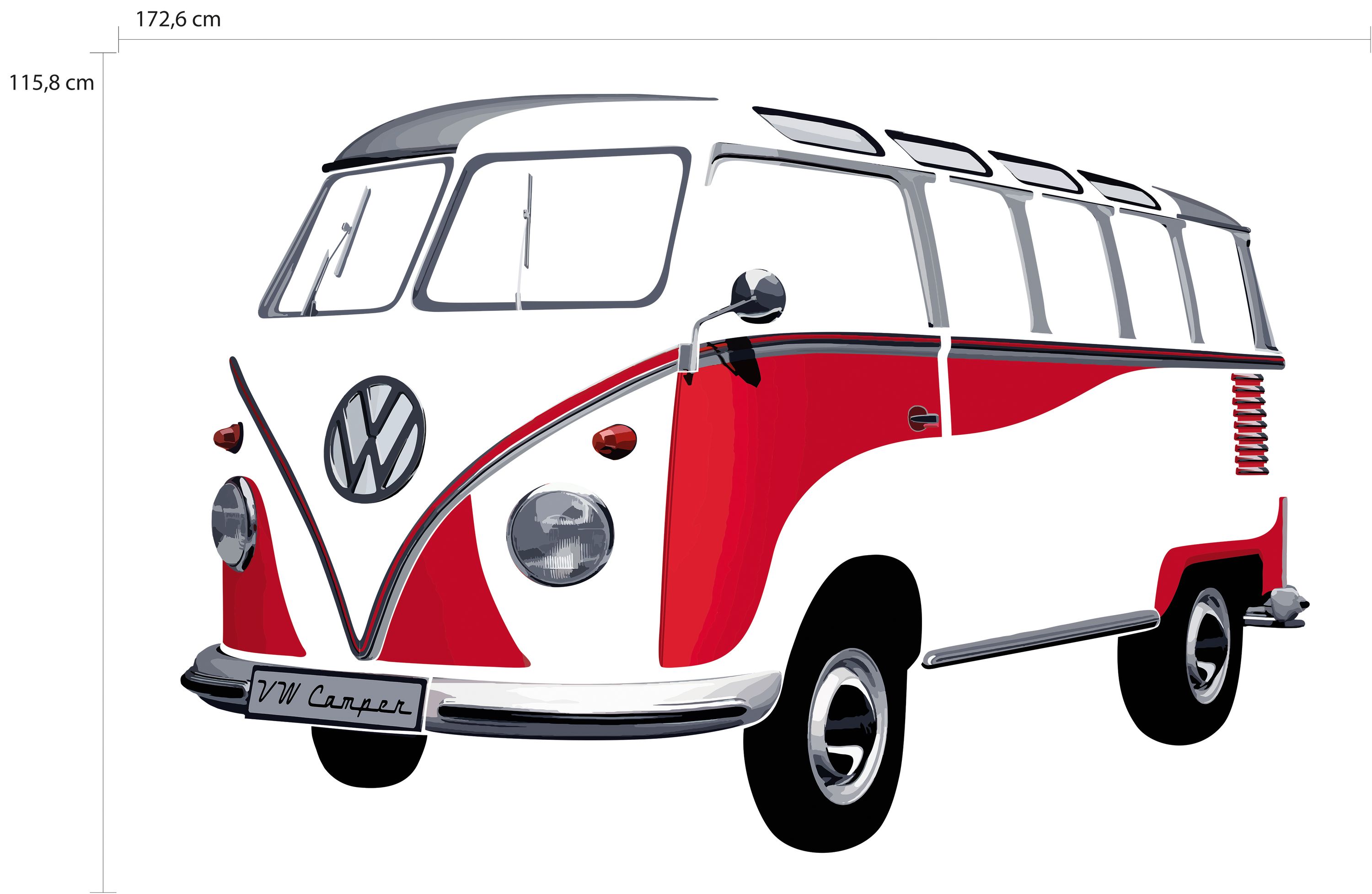 VOLKSWAGEN BUS VW T1 Combi Sticker muraux - rouge