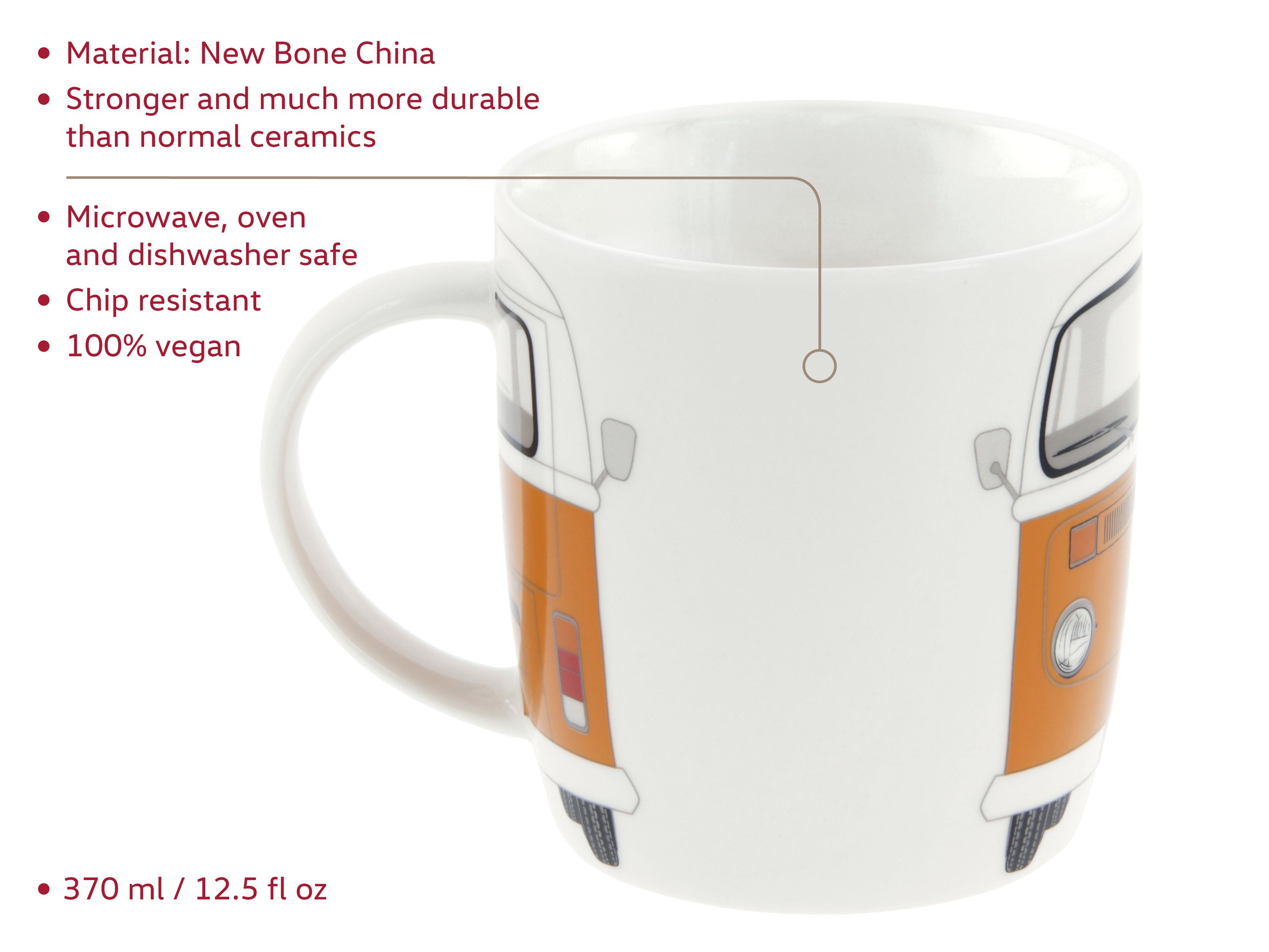 VOLKSWAGEN BUS VW T2 Combi Mug à café 370ml - orange