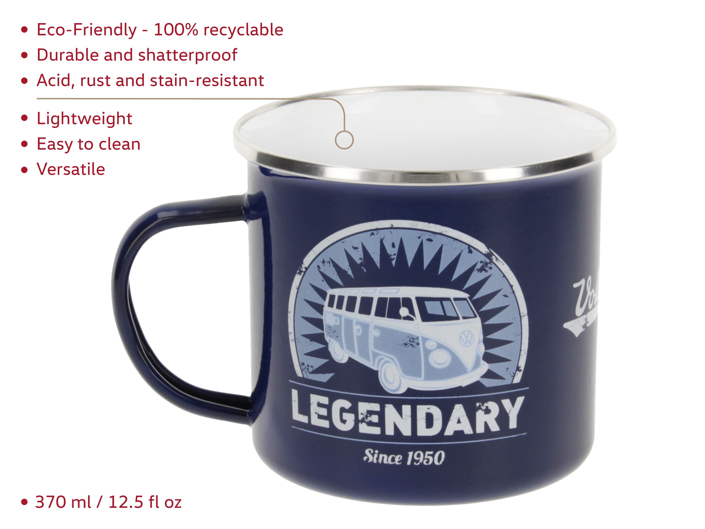 VW T1 Bulli Bus Tasse emailliert 500ml