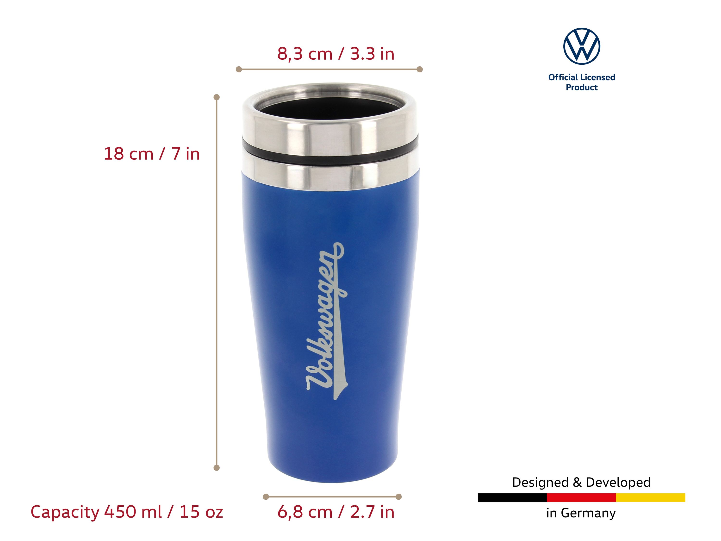 VW Edelstahl Thermo-Becher, doppelwandig, 450ml