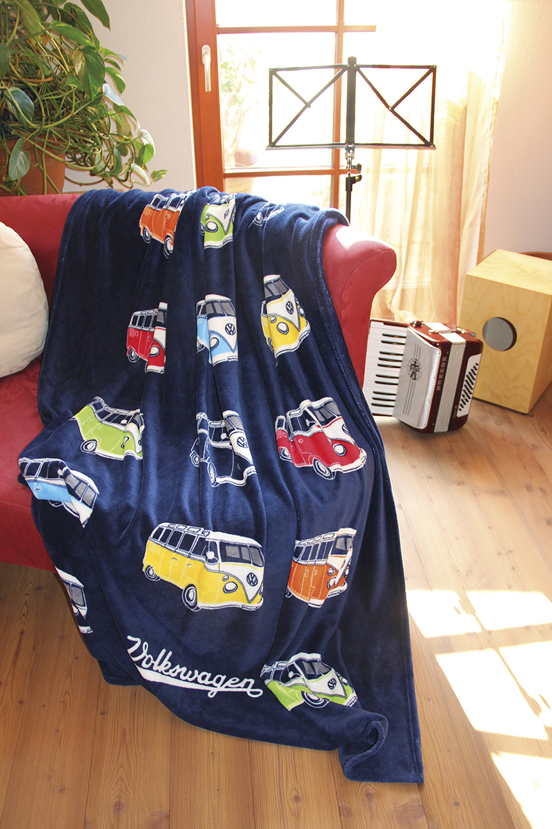 VOLKSWAGEN BUS VW T1 Combi Couverture en laine polaire 150x200cm - Parade/bleu