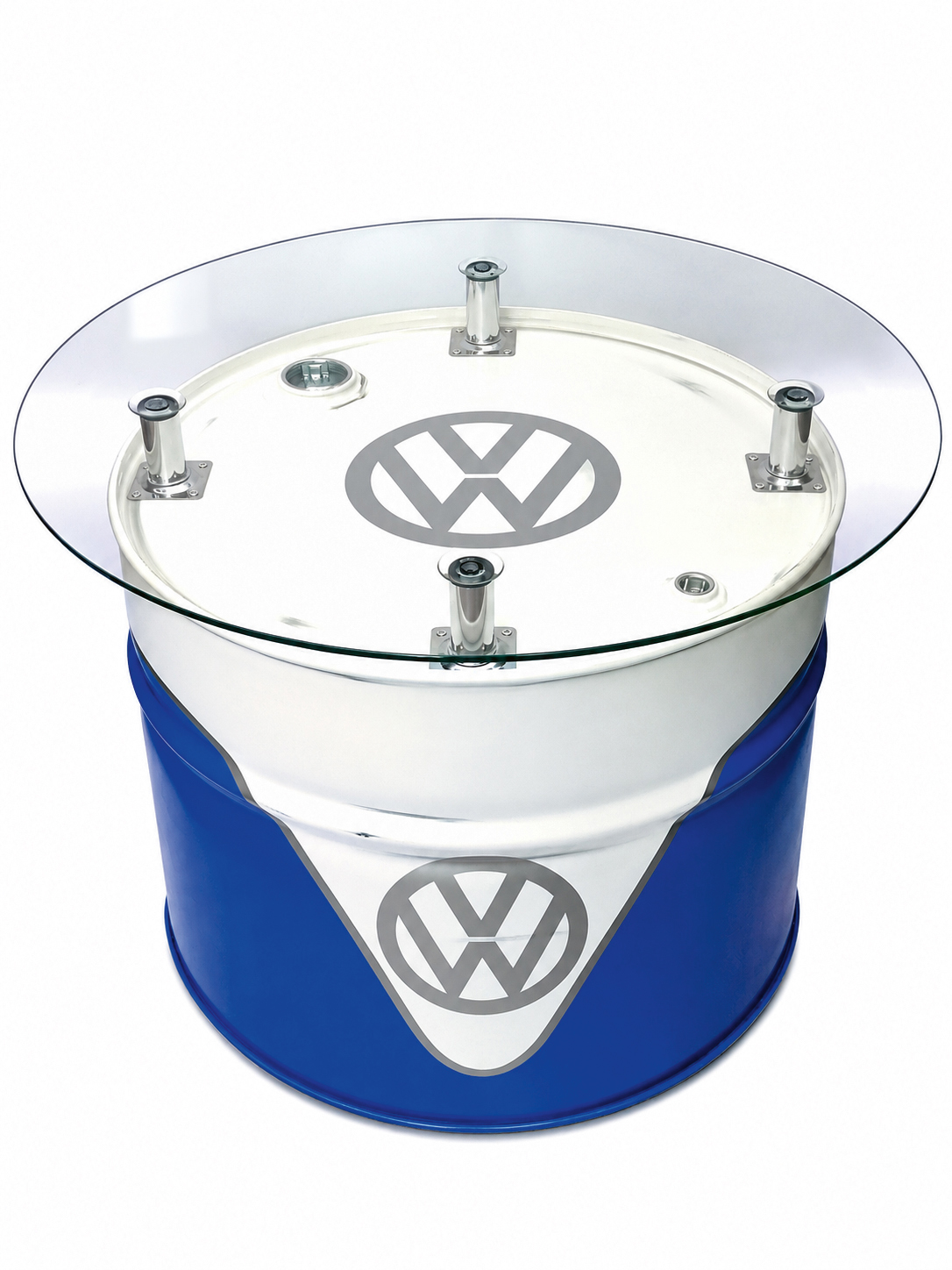 Table tonneau d'huile VW T1 Bus, aspect vintage (rouge/blanc ou bleu/blanc)