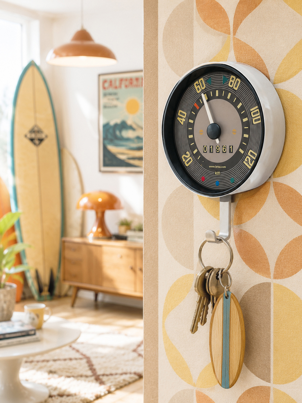 VW T1 Camper Van Wall-Mounted Key Holder in Speedometer Design (in Gift Box)