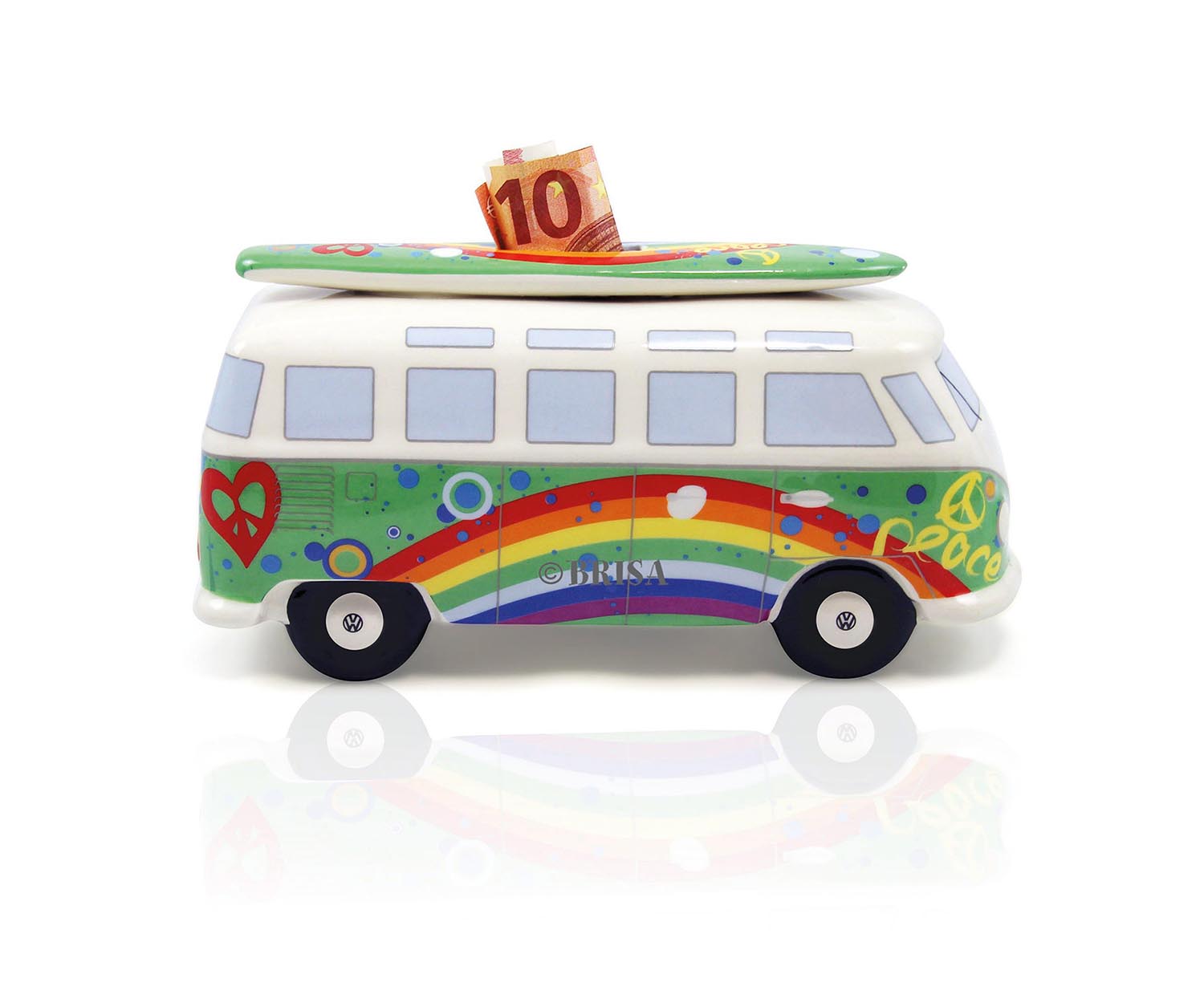 Alcancía del VW T1 Bulli Bus con tabla de surf (1:18)