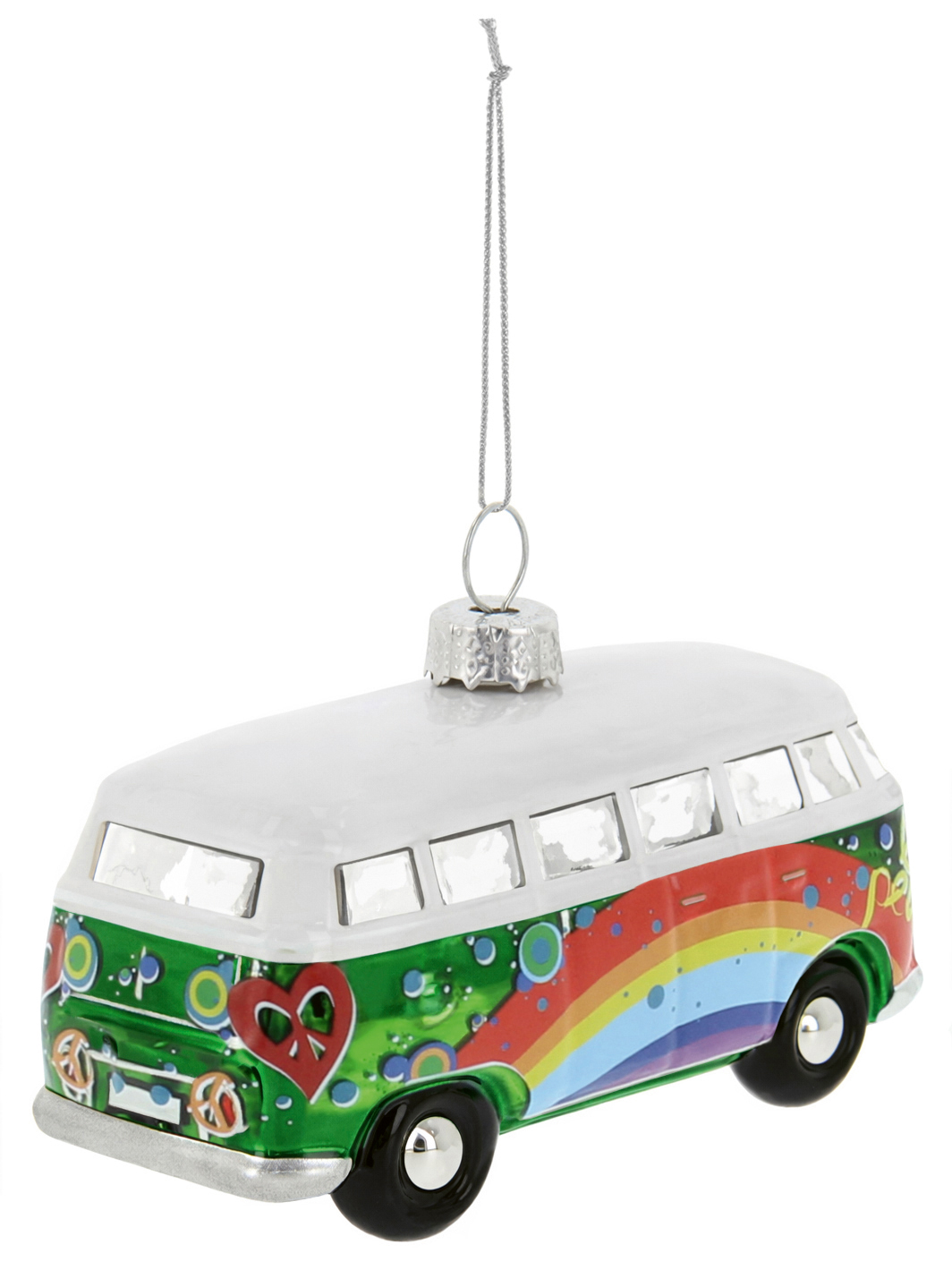 VW T1 Bulli Bus Deko-Anhänger & Weihnachtsschmuck aus Glas in Geschenkbox (Maßstab 1:40)