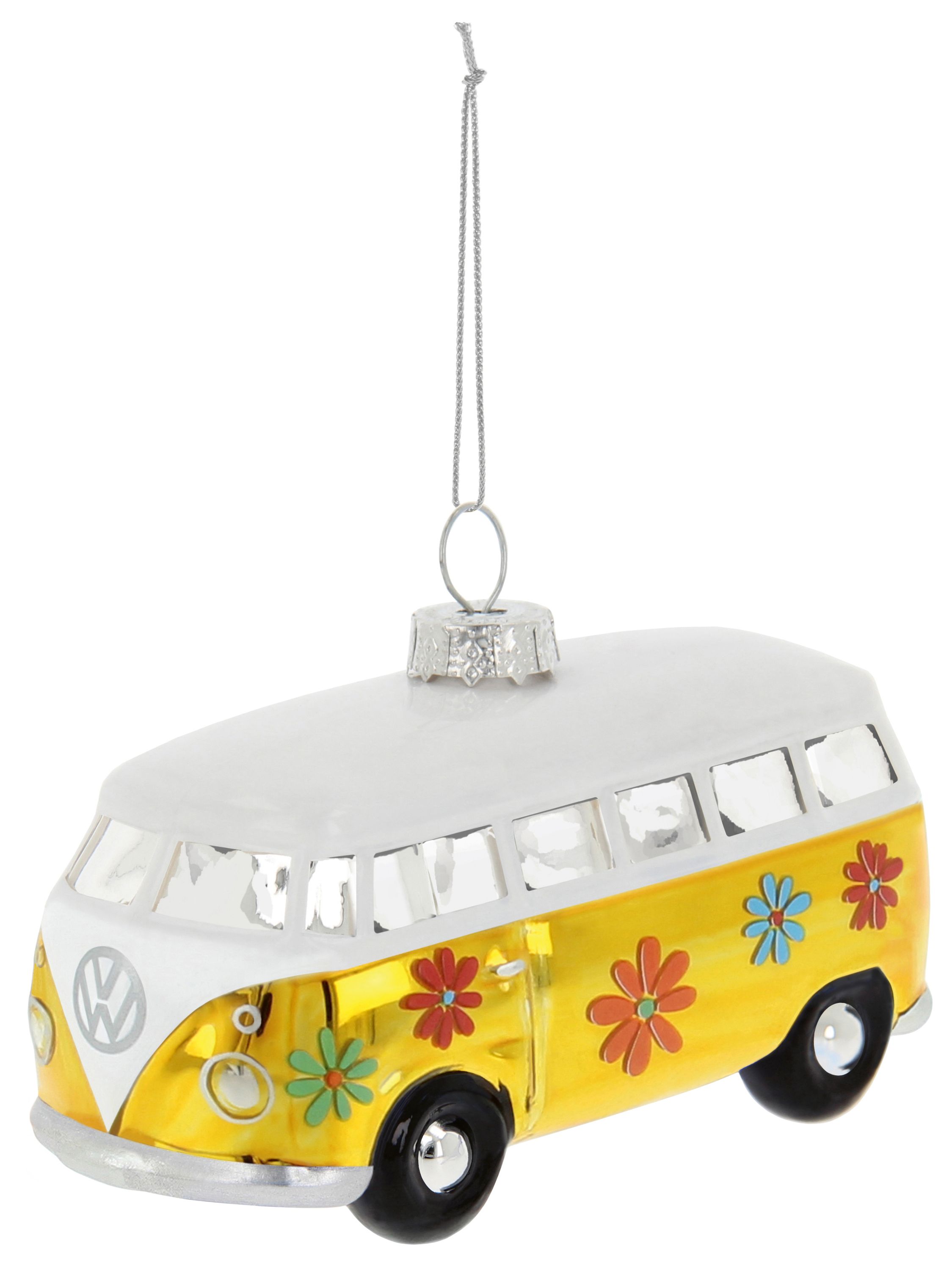 VW T1 Bulli Bus Deko-Anhänger & Weihnachtsschmuck aus Glas in Geschenkbox (Maßstab 1:40)