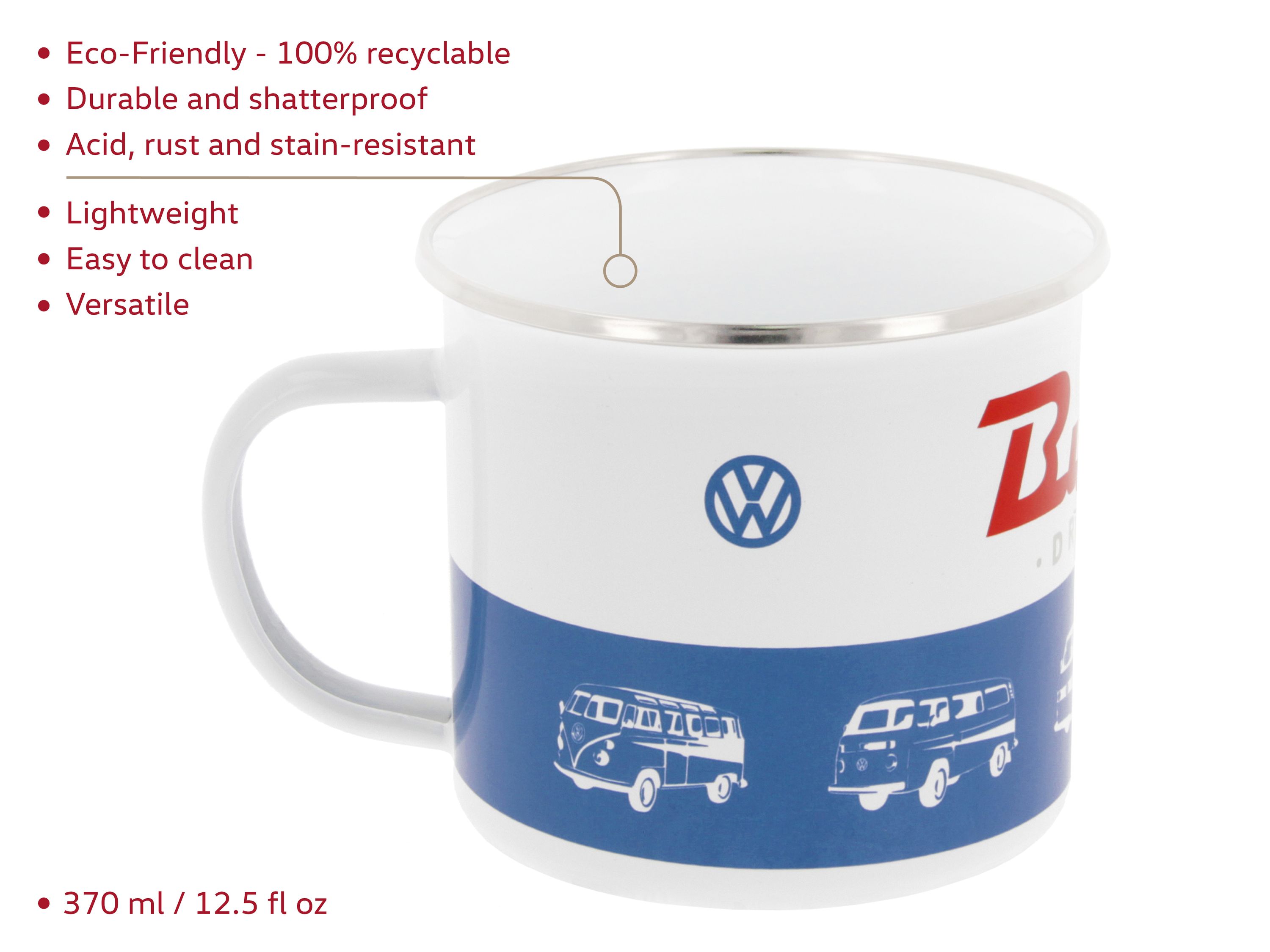 VW T1 Bulli Bus Tasse emailliert 500ml