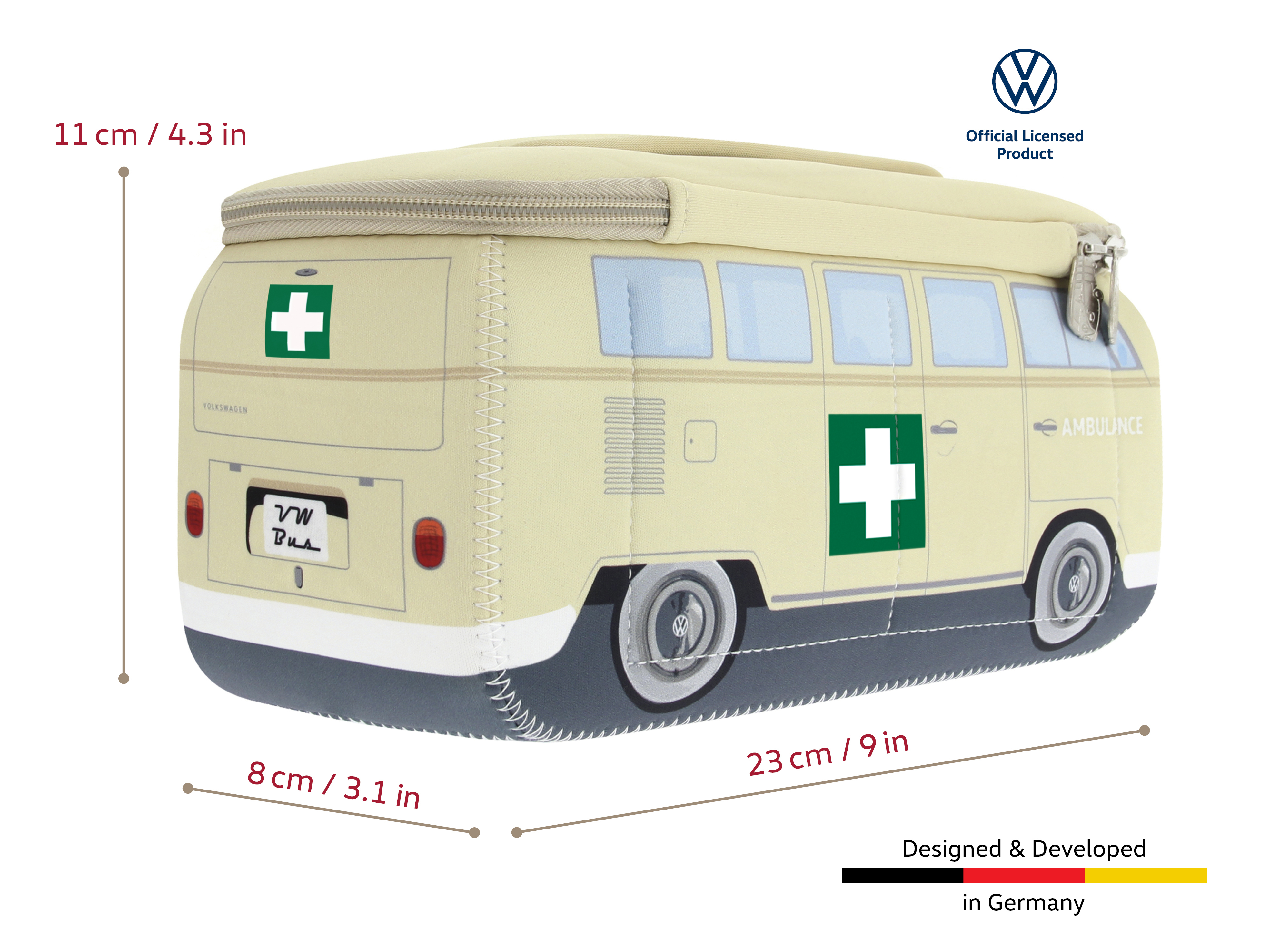 VW T1 Bulli Bus 3D Neoprene Pencil Case - Small