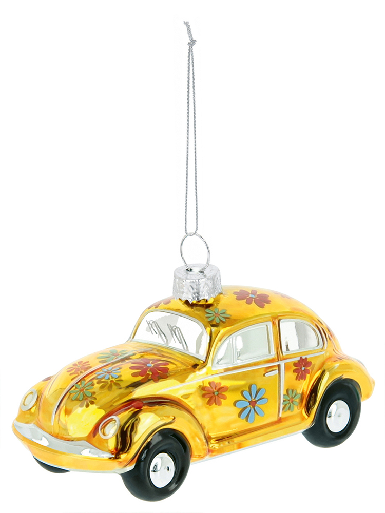 VW Käfer Deko-Anhänger & Weihnachtsschmuck aus Glas in Geschenkbox (Maßstab 1:40)