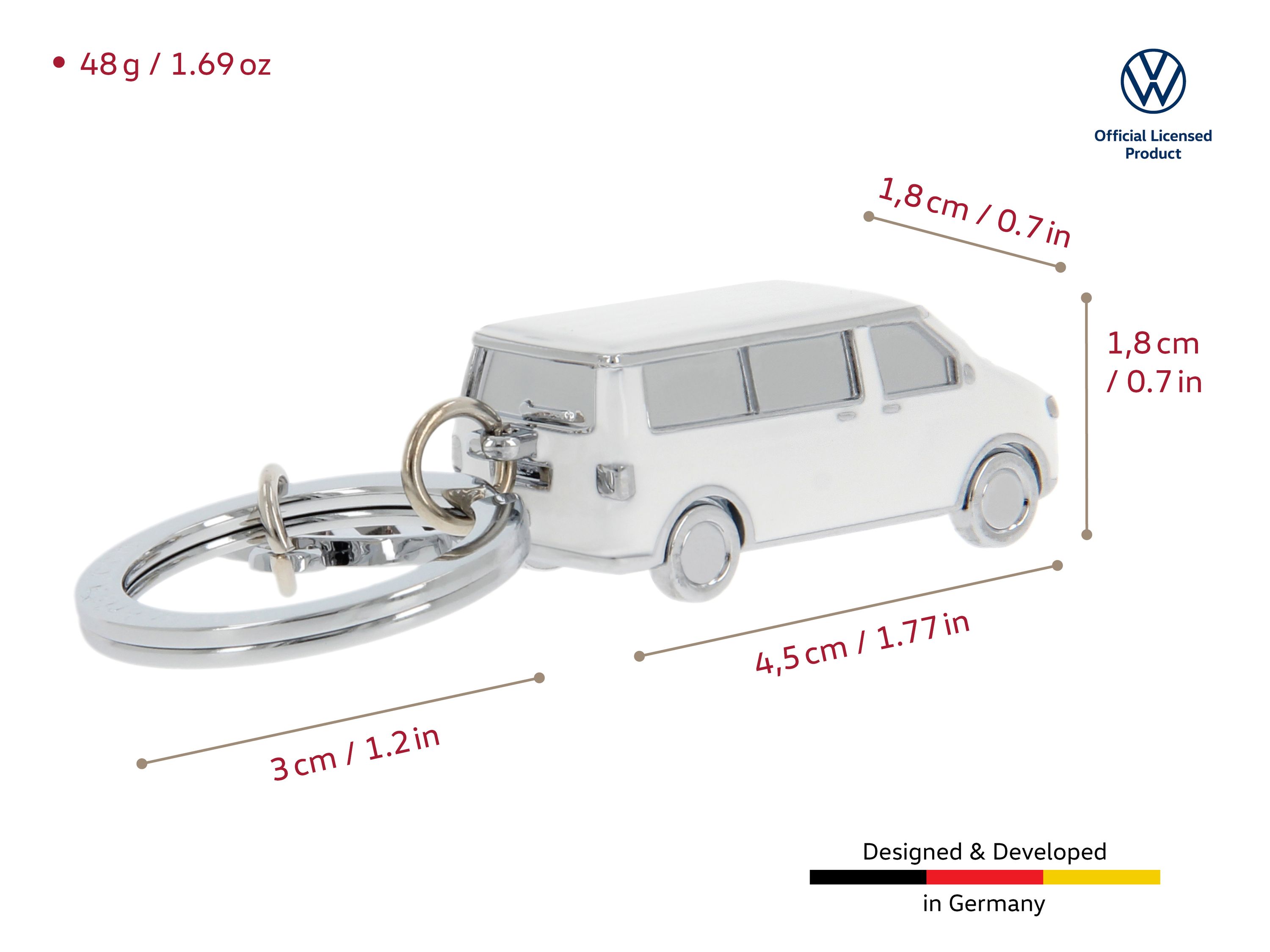 VW T5/T6 Bus 3D Schlüsselanhänger mit VW-Charm 