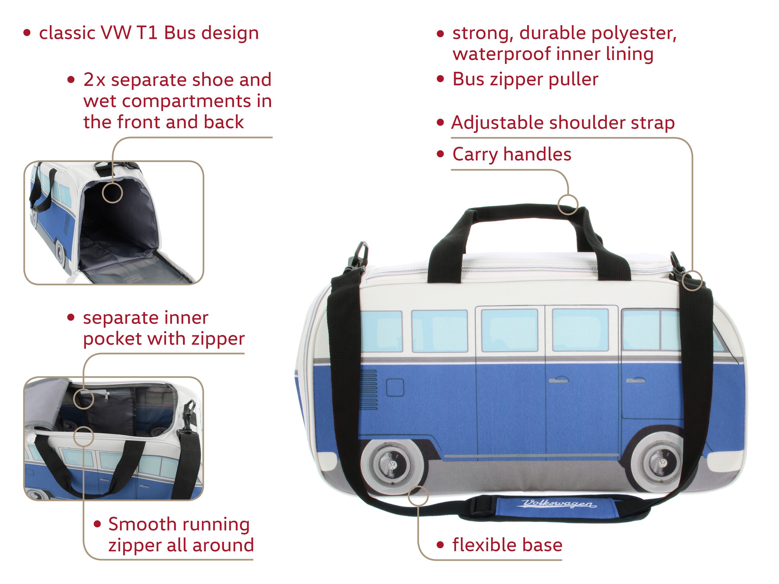 Borsa sportiva VW T1 Bulli Bus piccola