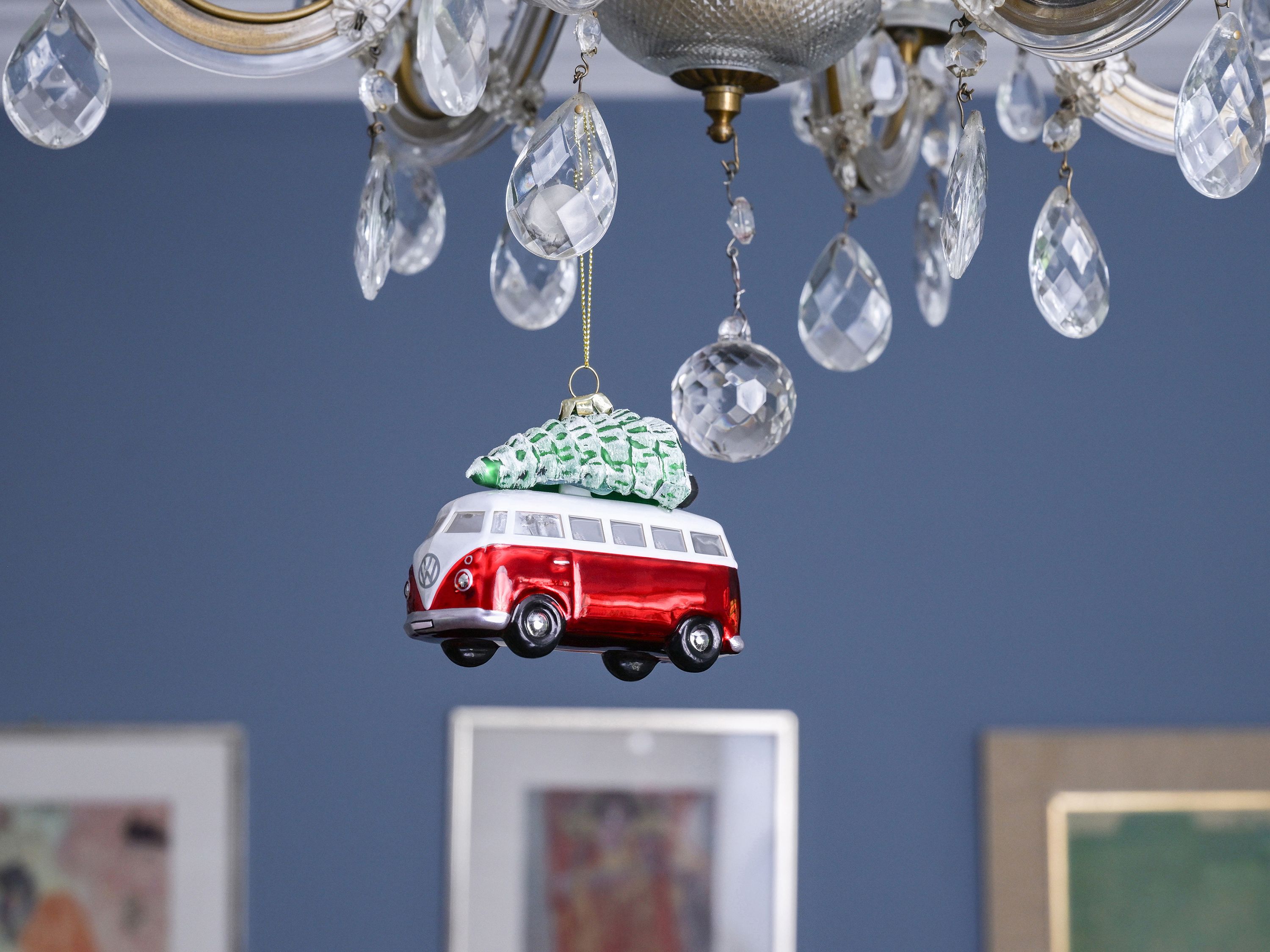 Pendentif décoratif VW T1 Bulli Bus & décorations de Noël en verre dans une boîte cadeau