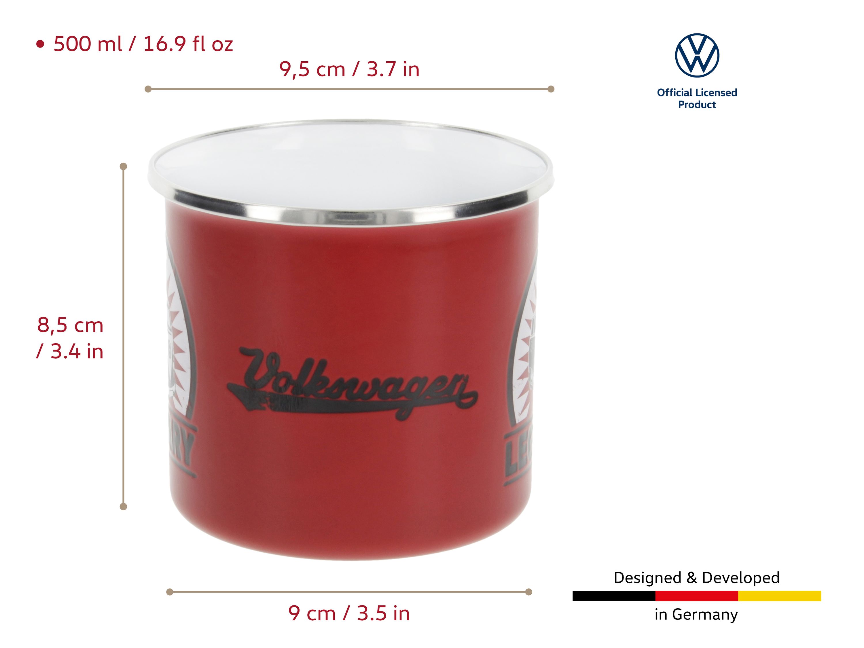 VOLKSWAGEN BUS VW T1 Combi Tasse émaillé 500ml - Parade/beige