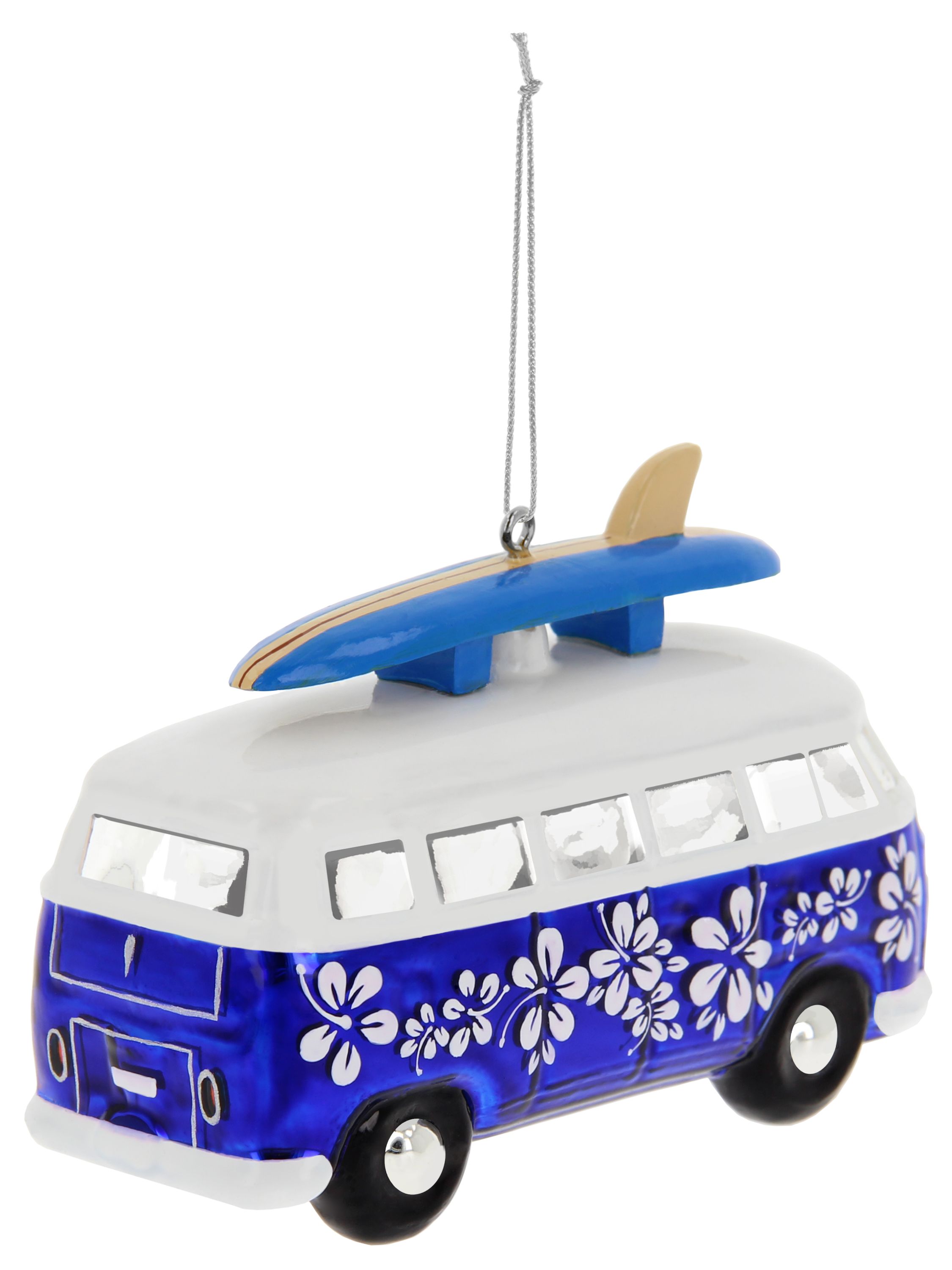 VW T1 Bulli Bus Deko-Anhänger & Weihnachtsschmuck aus Glas in Geschenkbox (Maßstab 1:40)