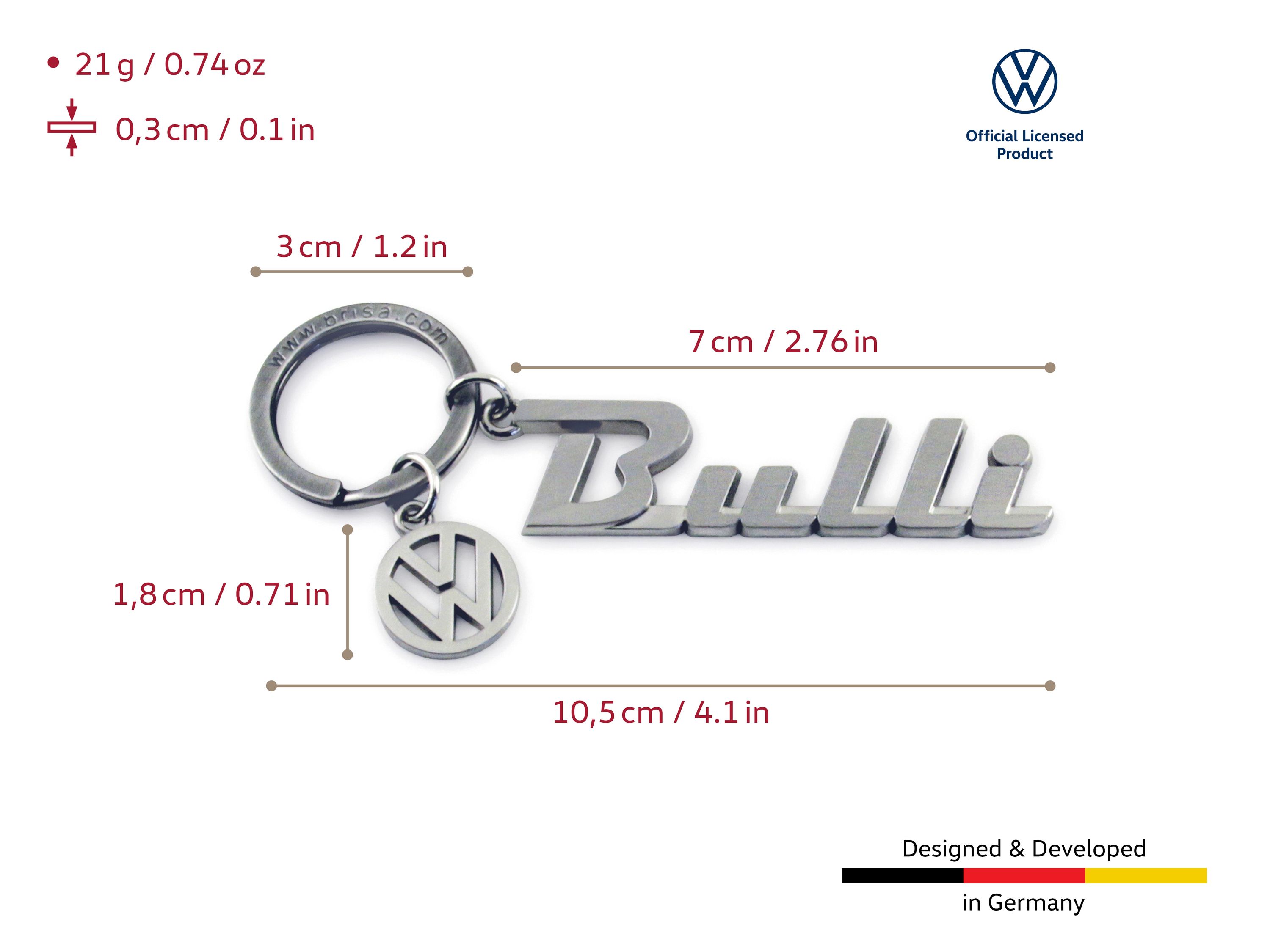VW Bulli Bus key fob with charm - Bulli lettering