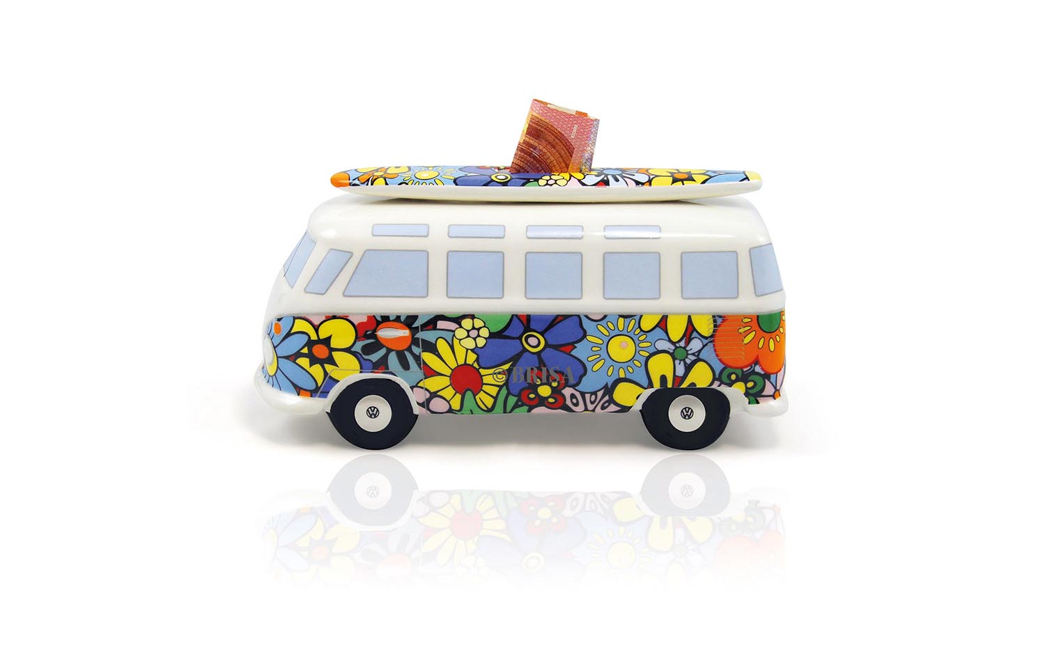 Salvadanaio VW T1 Bulli con tavola da surf (1:18)
