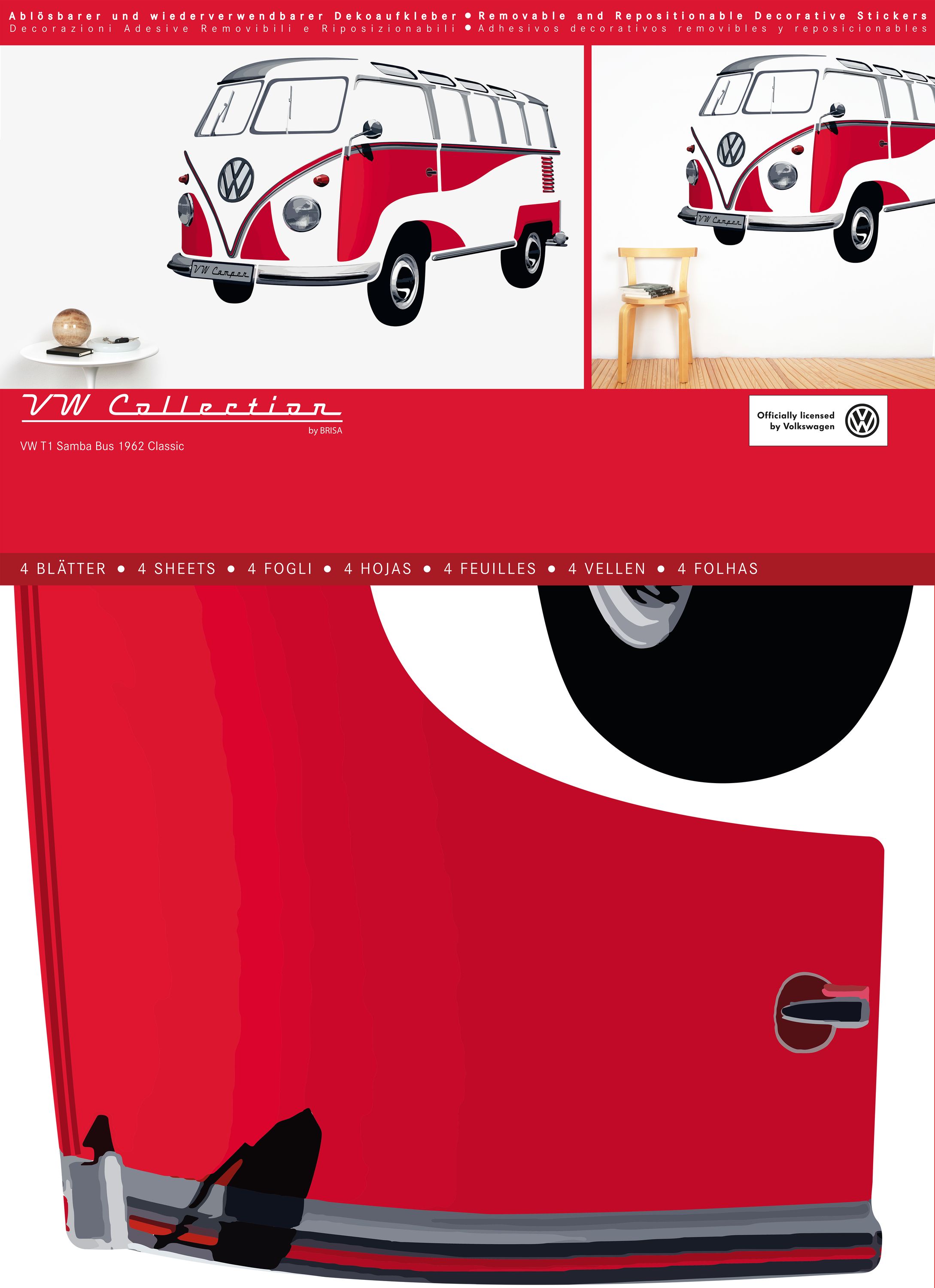 Tatuaggio da parete del bus VW T1 Bulli