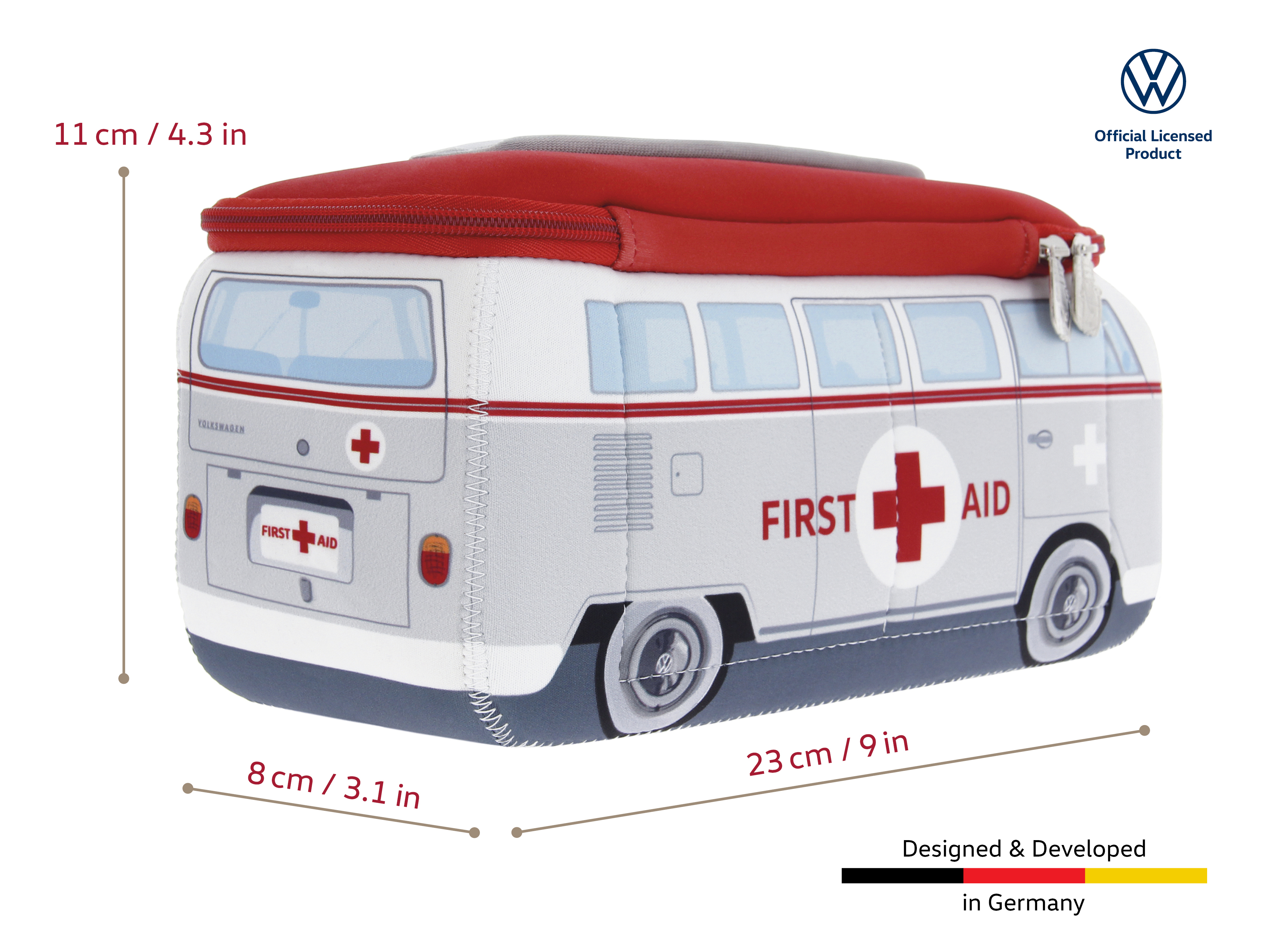 VW T1 Bulli Bus 3D Astuccio per matite in neoprene - Kit di primo soccorso/incluso