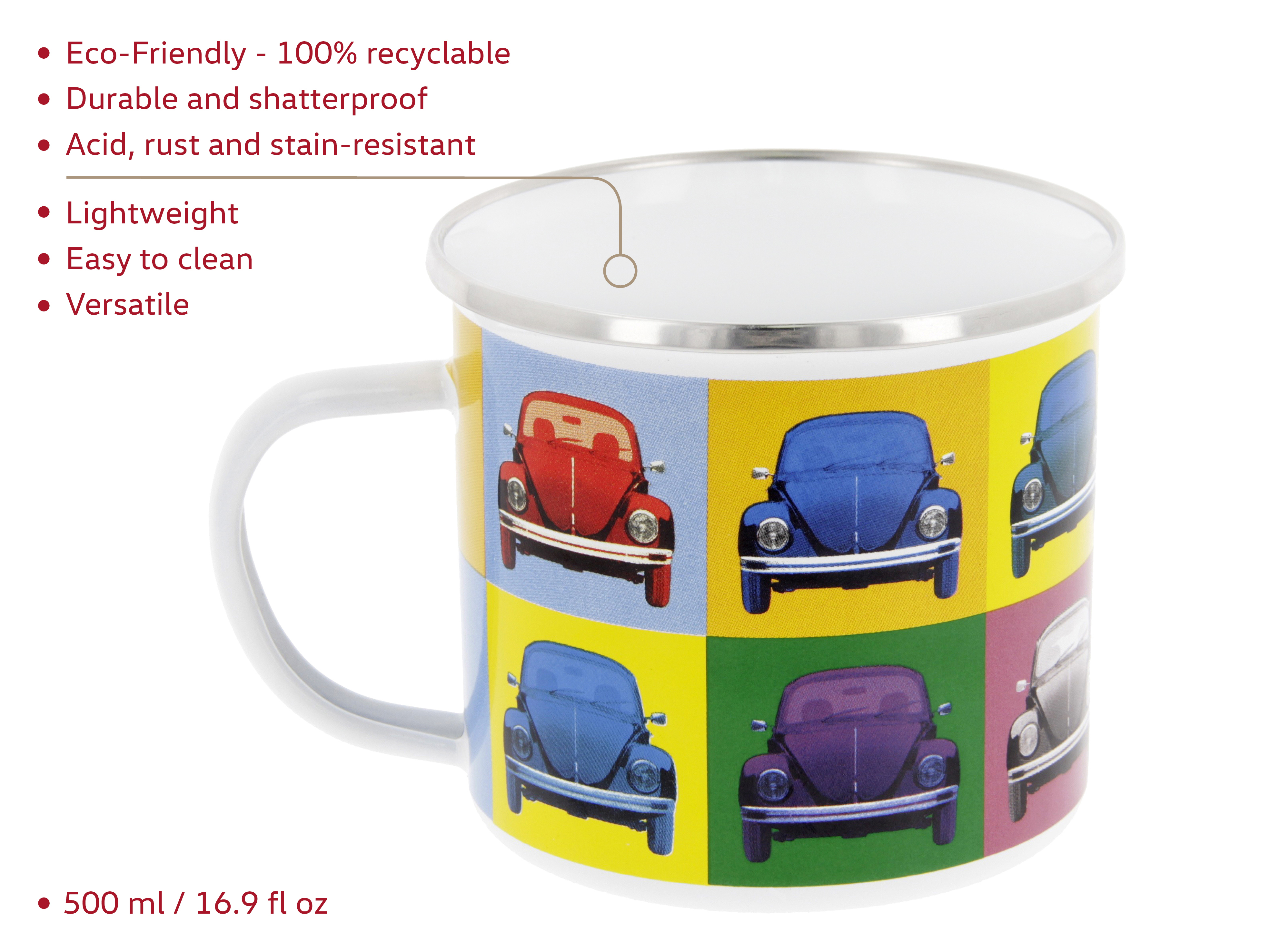 VOLKSWAGEN VW Coccinelle Tasse émaillé 500ml - Multicolore