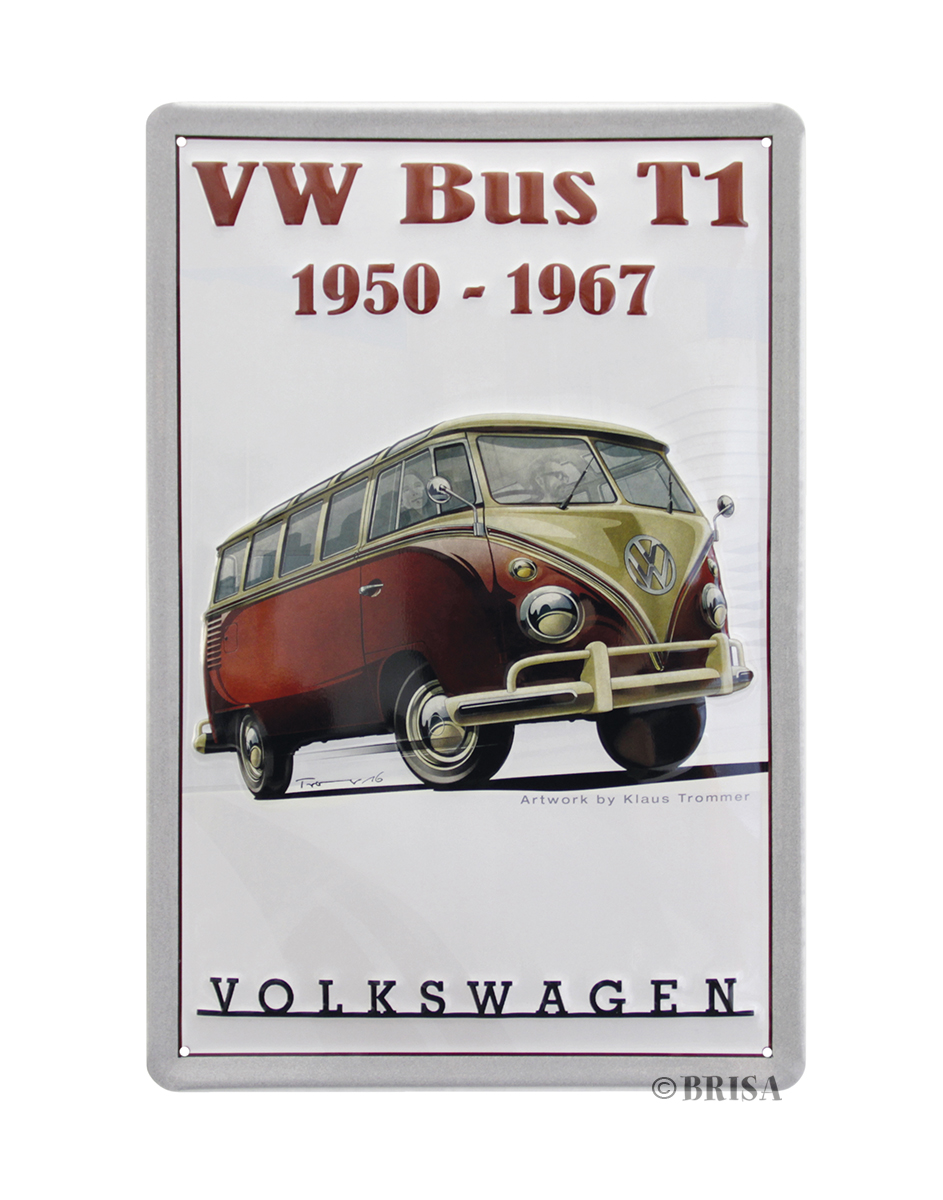 VOLKSWAGEN BUS VW T1 Combi Signe de métal 20x30cm - rouge