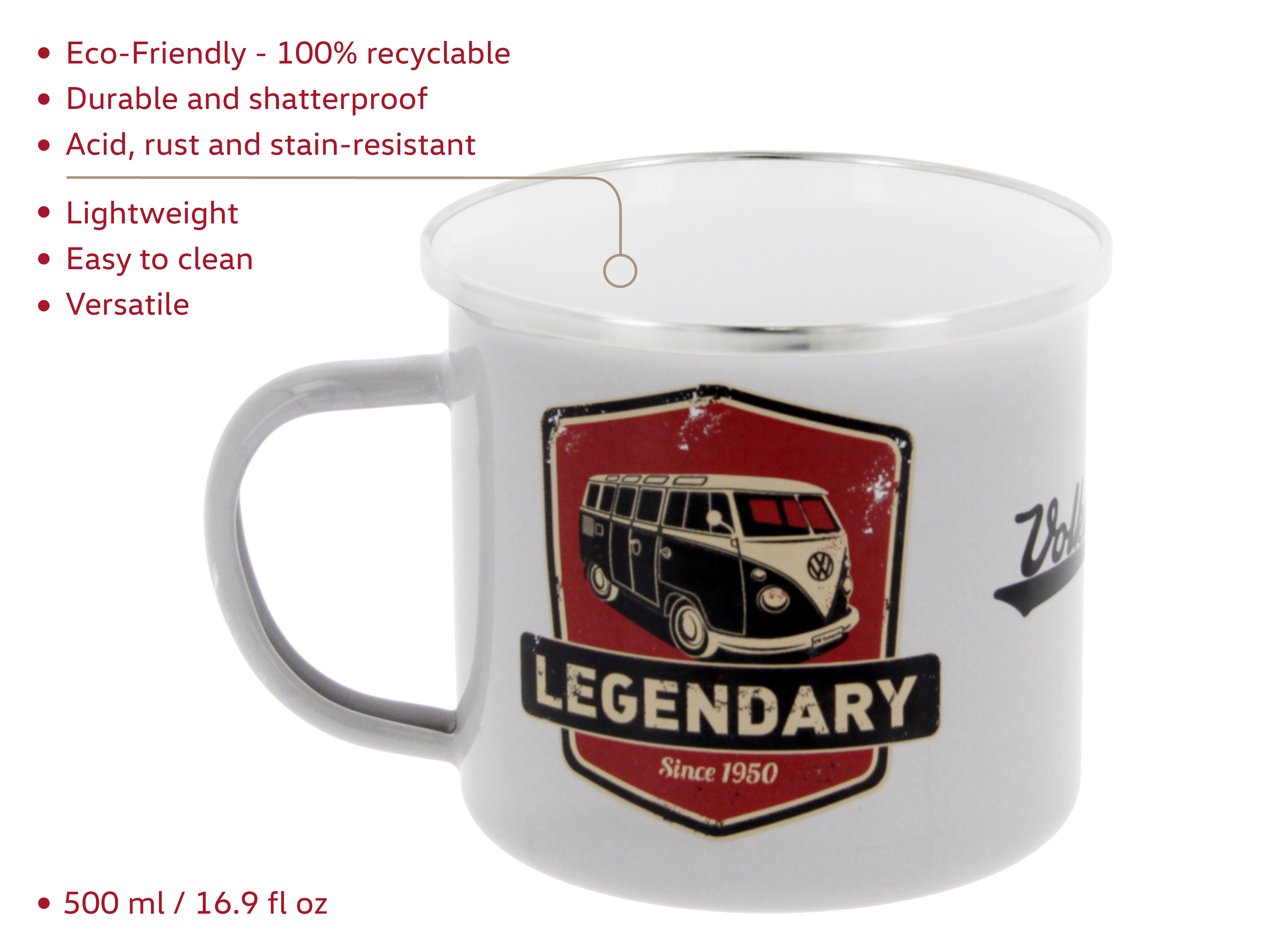 VW T1 Bulli bus cup enameled 500ml